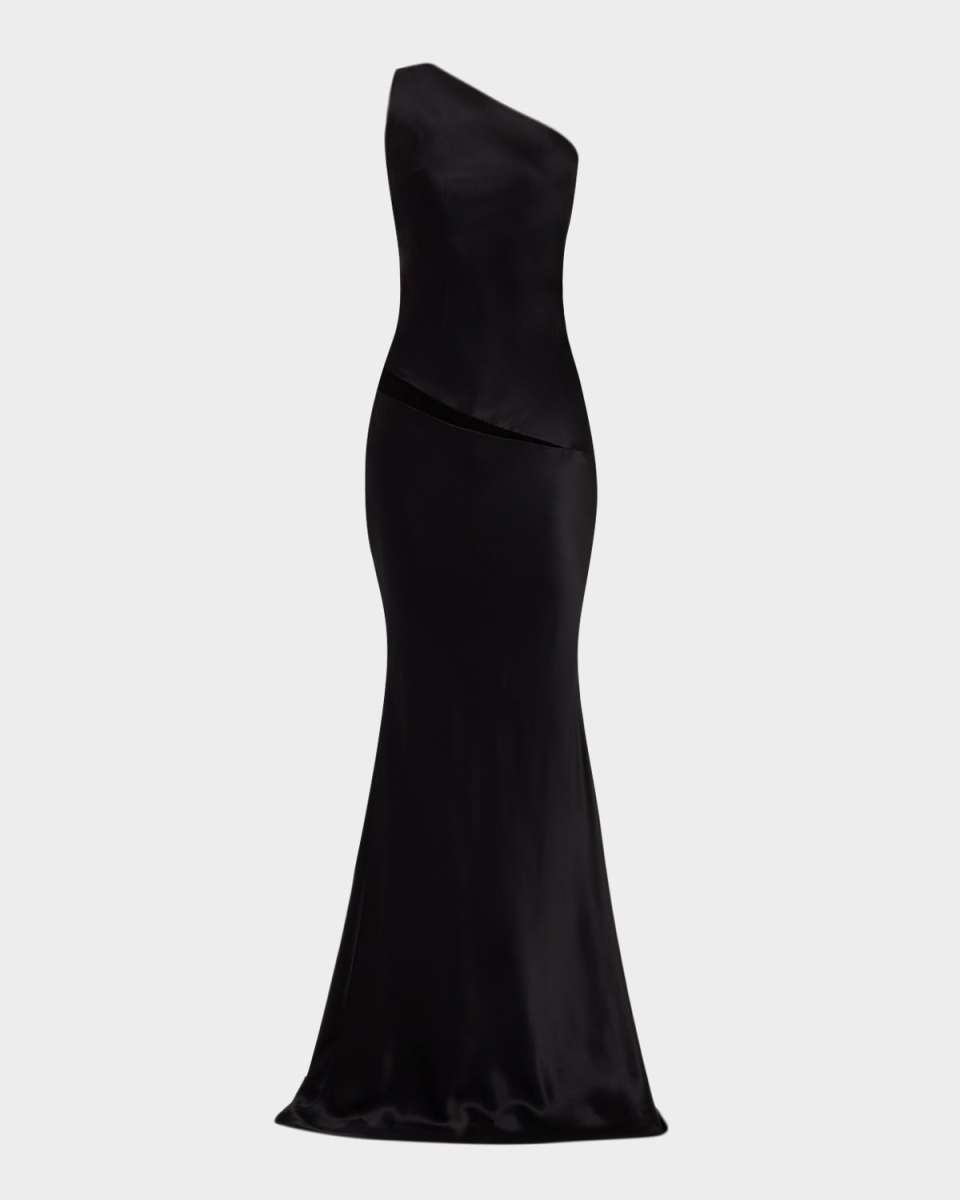 One-Shoulder Bias Silk Gown